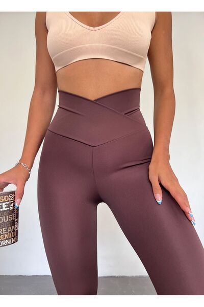 CNRCollection Дамски кафяви клинове за отслабване и стягане с кръстосани колани, 1 размер за отслабване