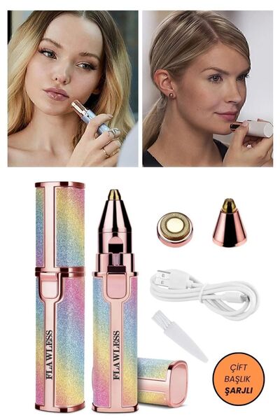 Flawless Çift Başlıklı Epilasyon Yüz Çene Işıklı Kıl Tüy Alma Mini Cep Epilasyonu