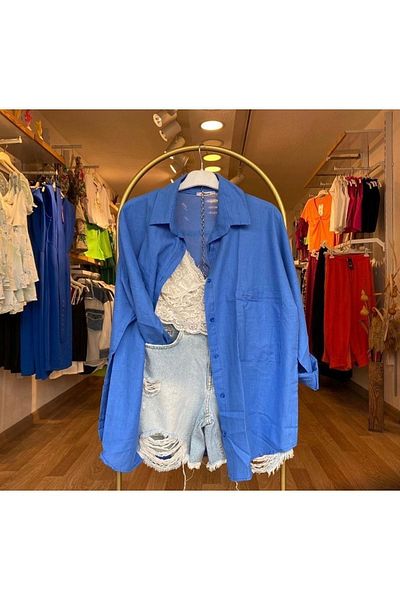 Durmaz Cămașă de damă din in de vară - oversize, sezon nou