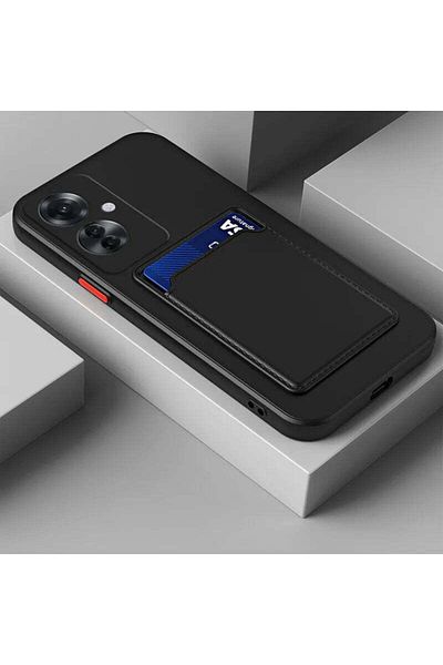 Fibaks حافظة متوافقة مع Tecno Spark 20 Pro مع حماية للكاميرا ومحفظة وحامل بطاقات وغطاء سيليكون أسود مع مفتاح أحمر