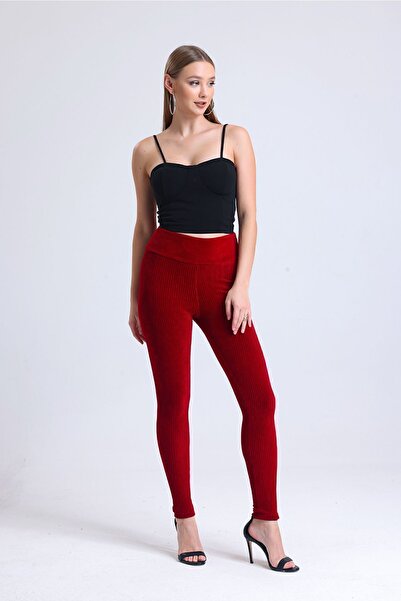 Sense Corduroy Short Tights| Tyt32433 Claret Red