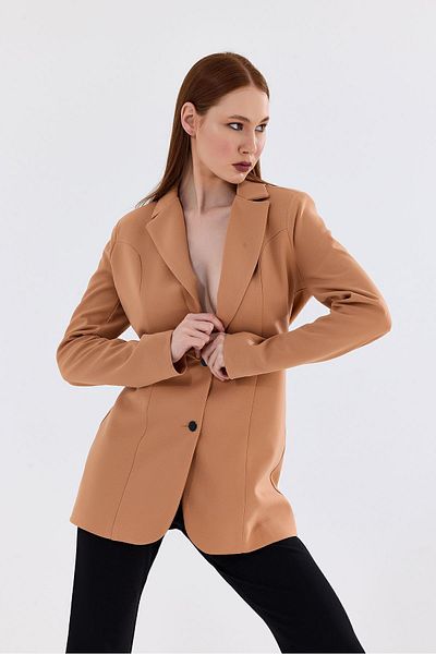 Sense Scuba Crepe Jacket - Lined and Buttoned| Ckt35446 VIZON