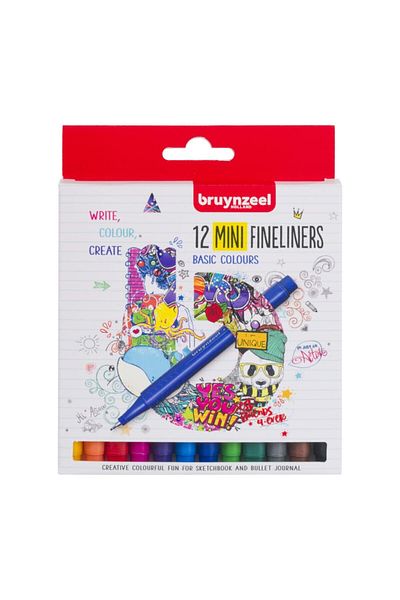 Bruynzeel Fineliners 12'Li Basic Colors Mini Size Pen Set 60241512