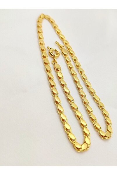Fancy Accessoires 22 Ayar Has Altın Kaplama Pullu Arpa Zincir Kolye - 80cm