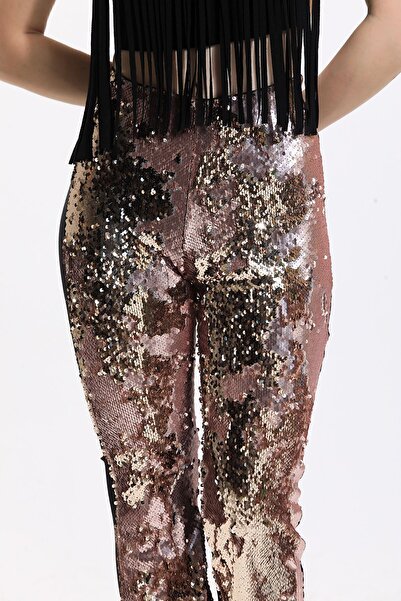 Sense Evening Dress Sequin Trousers| Pnt34174 Powder Gold