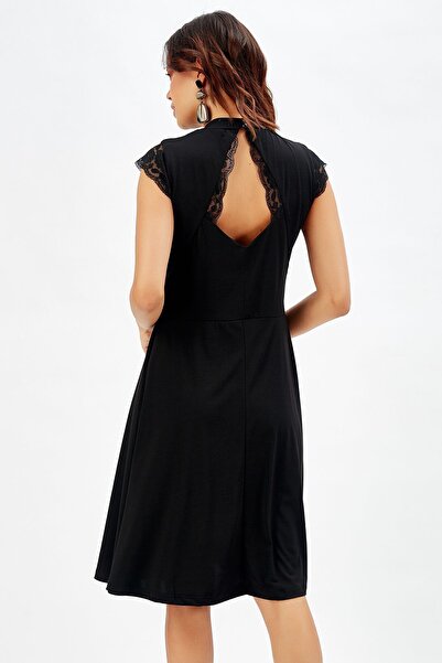 Sense Window Detailed Evening Dress Black