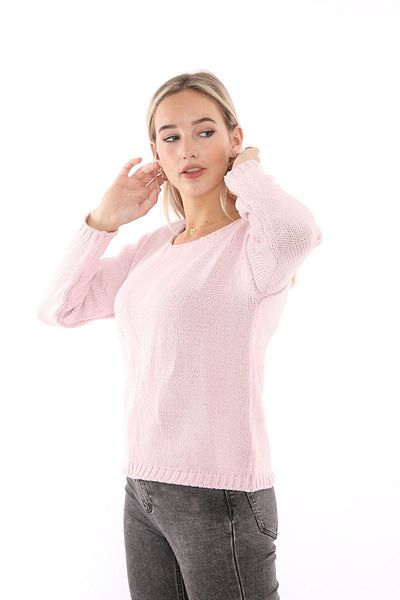 Sense Βαμβακερό ακρυλικό πουλόβερ Crew Neck |   Trk32010 Ροζ