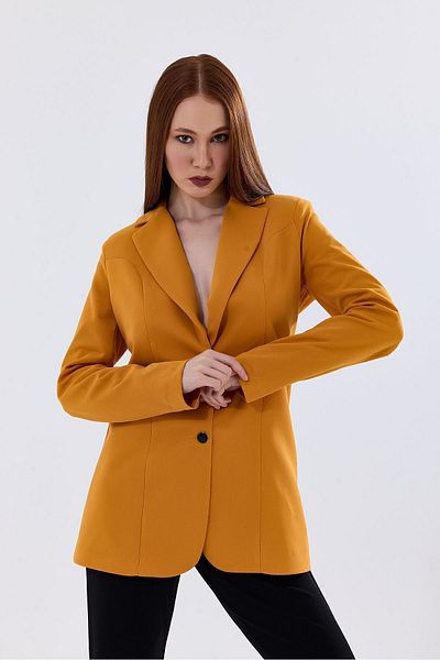 Sense Safran Scuba Crepe Jacket - Buttoned and Lined, Ckt35446