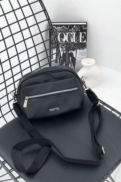 MOTTO Women's Brand Satin Fabric Cross Column Strap Adjustable Waterproof 3 Compartment Zipper Bag
