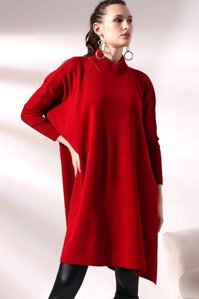 Devinka Women's Oversize Long Slit Knitwear Poncho Sweater