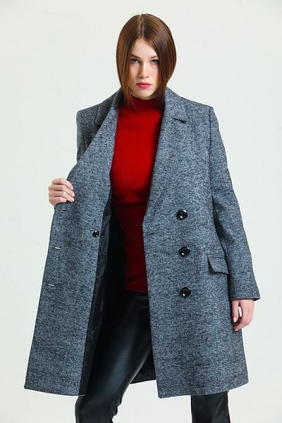 Sense Palton căptușit cu 6 nasturi |   Kbn34605 Crowbar negru gri