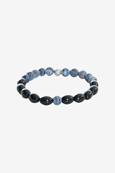 ALTINYILDIZ CLASSICS Black-Grey Men's Natural Stone Bead Bracelet