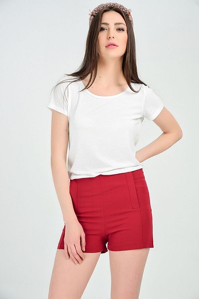 Sense Atlas Crepe Sort with Sus Pocket| Şrt14056 Claret Red