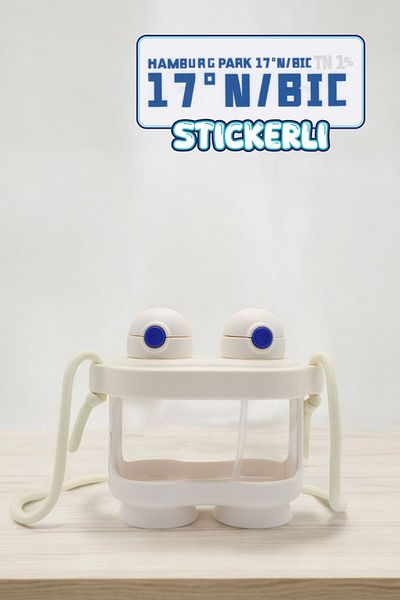 M&B WATER BOTTLE 800 ml Cute Binocular Water Bottle - Double Lid Children's Water Bottle with Straw