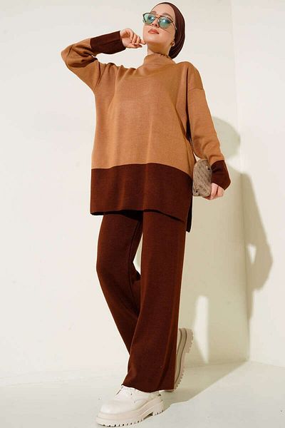 Egelite Χειμερινό Color Transitional Loose Σετ Πλεκτό - Hijab Women