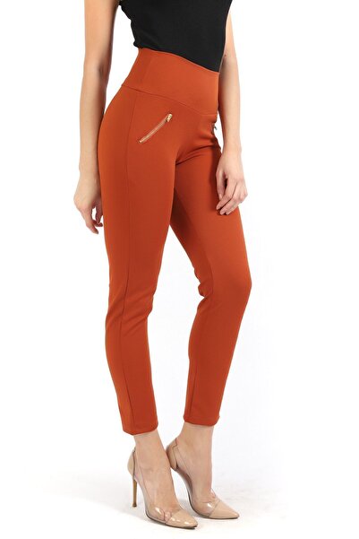 Sense Декоративні металеві блискавки з кишенями, штани з подвійним крепом | Pnt32348 Кереміт