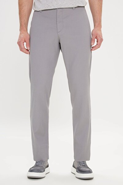 AC&Co / Altınyıldız Classics Pánské šedé vzorované kalhoty Comfort Fit – uvolněný střih, boční kapsy a elastický pas