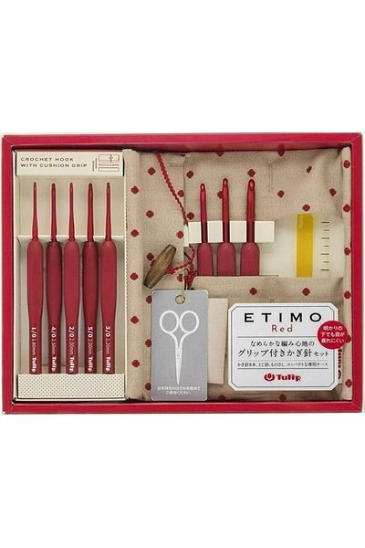 Tulip Etimo Red Wool Crochet Set 8 Pieces with Bag