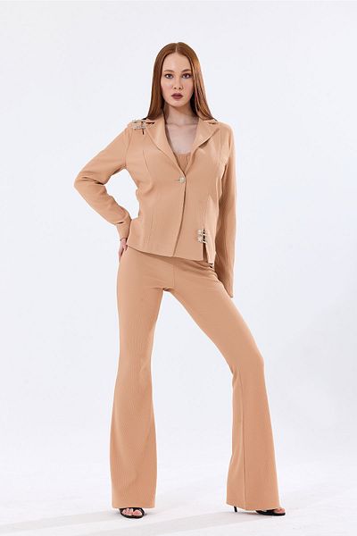 Sense Camel Ottoban Jacket - Lined and Needle Detailed| Ckt34752