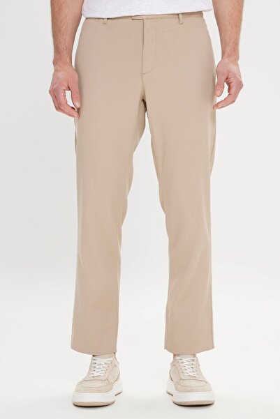 AC&Co / Altınyıldız Classics Men's Mink Comfort Fit - Patterned Trousers with Side Pockets and Elastic Waist