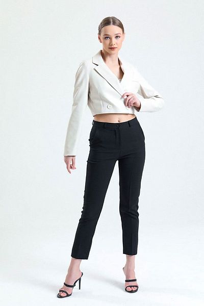 Sense Cigarette 18 Cm Narrow Leg Woven Trousers Black