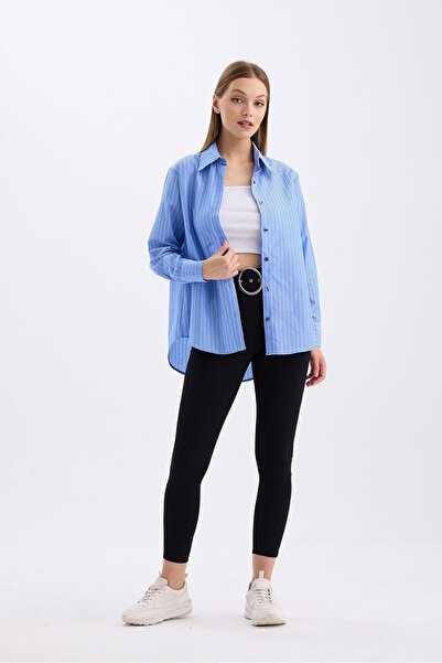 Sense Cămașă casual pentru femei cu mâneci lungi în dungi - Gml35705 Albastru