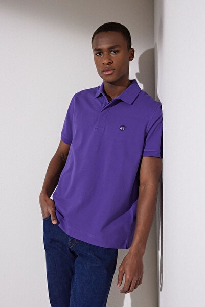 BROOKS BROTHERS Erkek Mor Likralı Pike Polo Tişört