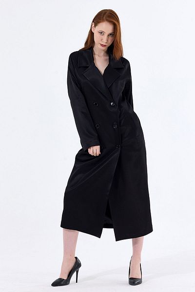 Sense Black Satin Top Coat - Lined Inside, PRD35583