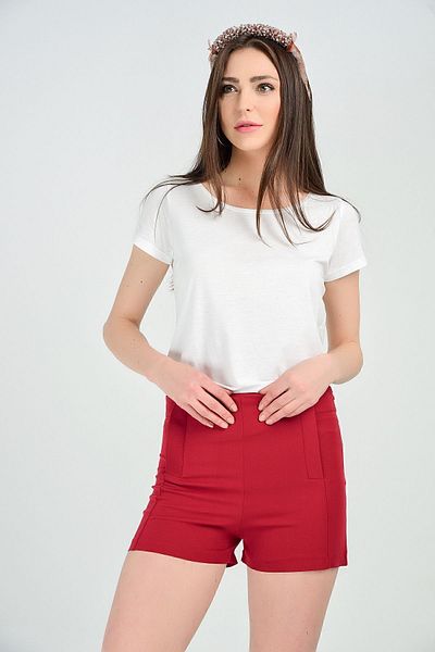 Sense Atlas Crepe Sort with Sus Pocket| Şrt14056 Claret Red