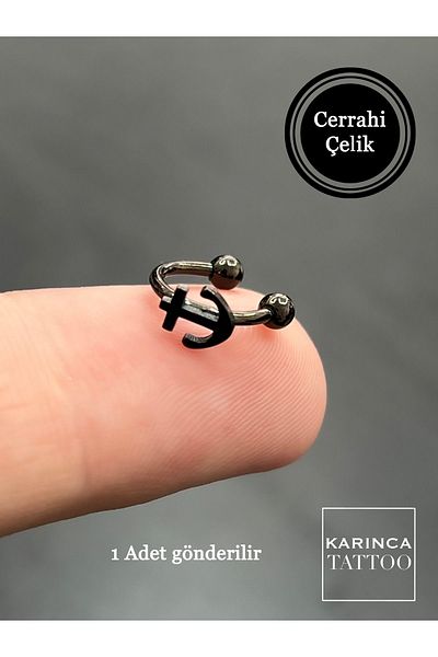 Karınca Piercing Sailor Sailor Anchor - Snake Bites Helix Ear, Half Ring Black Piercing