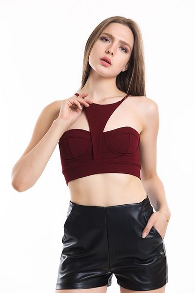 Sense Bustieră Scuba Crepe cu Glop suspendat |   Bus33917 Roșu Claret