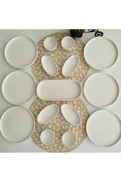 Keramika 6-Person Matte White 15 Piece Set Breakfast