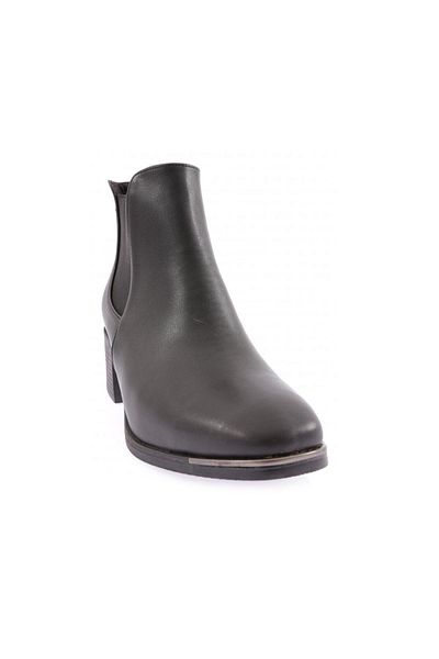 DGN Women's Blunt Toe Side Elastic Heeled Ankle Boots Black 1642525