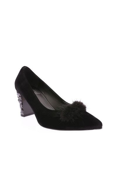 DGN Tocuri inalte dama din piele intoarsa neagra - varf ascutit, degetul decoltat, model 212362621
