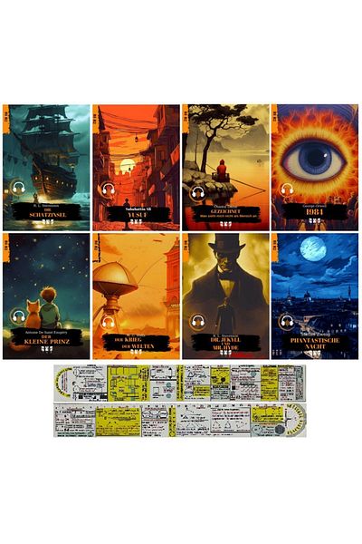 Alfa Yayınları B1-B2 Level 8-Piece German Novel Set + Mat. Teaching Ruler