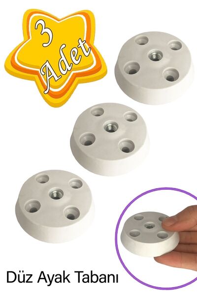 GLASWEN 3 Adet Düz Ayak Tabanı Beyaz Mobilya Masa Sehpa Ayağı Bağlantı Aparat...