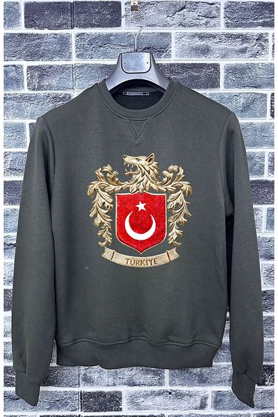 Efendioğlu Design Men's Sweatshirt - Big Turkey Bozkurt Printed, Cotton National Team Logo