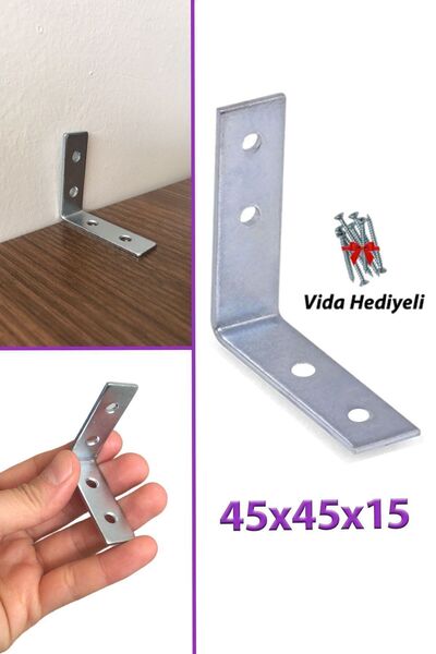 GLASWEN Mobilya Eşya Dolap Duvar Sabitleyici Köşe Bağlantı L Demir Gönye Deprem Güvenliği 45x45x15mm