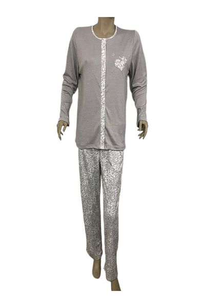 NENA COLLECTION Nena Open Front Pajama Set-14283-grey