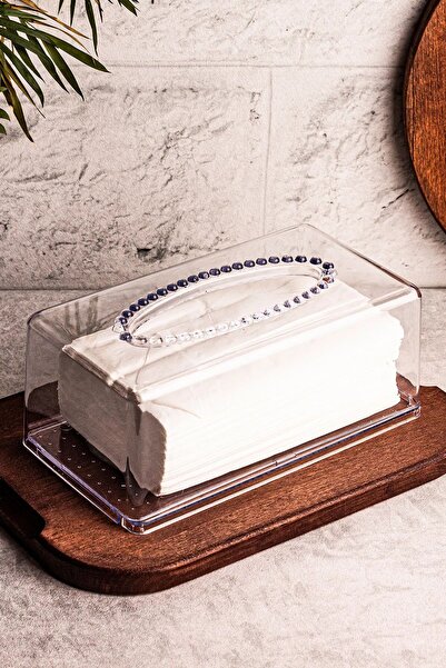 CİYU Boncuklu Şeffaf Akrilik Pleksi Z Peçetelik Organizer