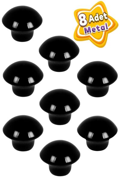 GLASWEN 8 bucăți mâner cu buton ciupercă neagră pentru mobilă, sertar, ușă dulap, mâner metalic, accesorii cu șuruburi