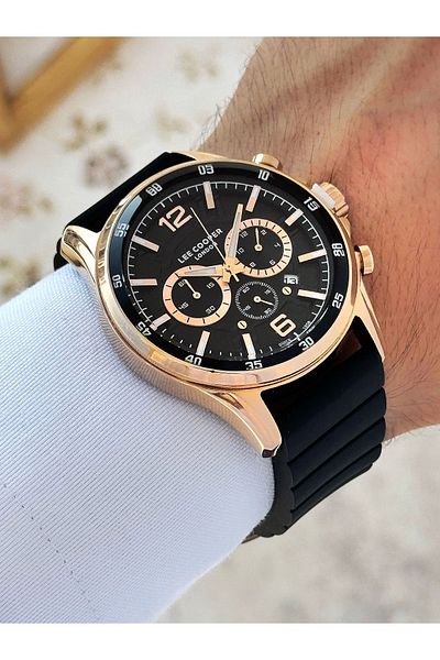 Lee Cooper 5 ATM Waterproof Men's Wrist Watch with Silicone Cord - Functions Active