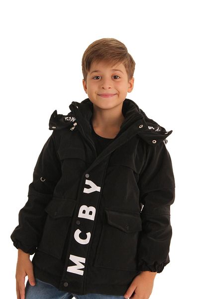 Perendi Boy's Black Waterproof Filling Coat