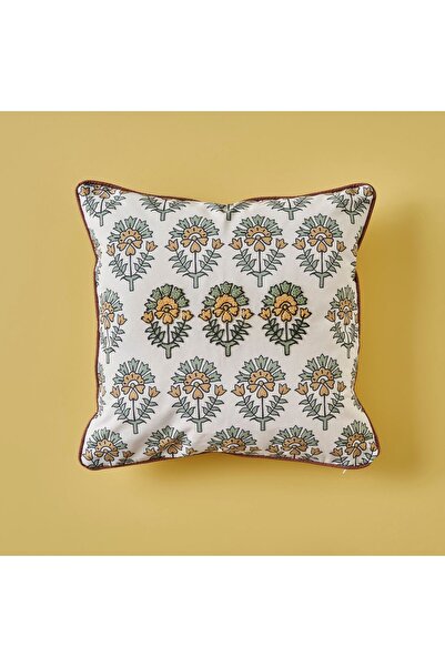 Bella Maison %100 Pamuk Indian Lotus Flower Nakışlı Kırlent Kılıfı (43x43 cm)