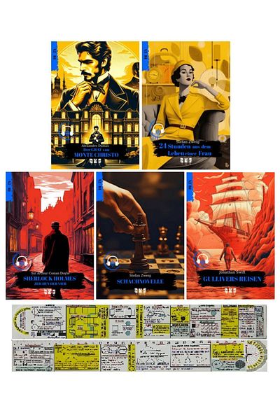 Alfa Yayınları German A2-B1 Set of 5 Level Novels + Matte Teaching Ruler