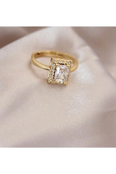CLARİS Baget Taşlı Gold Prenses Yüzük