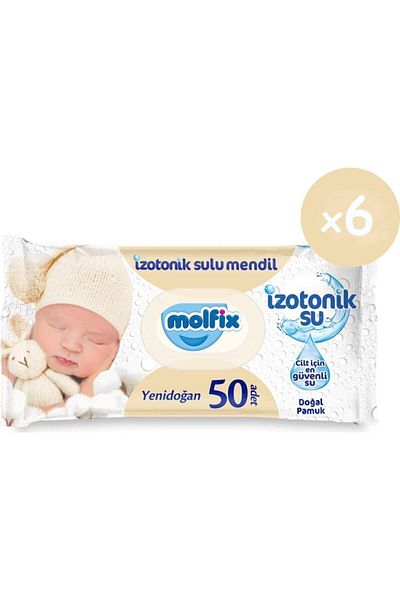 Molfix Isotonic Water Newborn Wet Towels 50 Pieces 6*50 300 Sheets