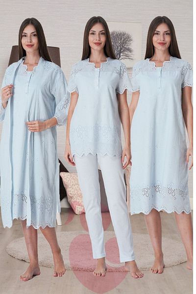 Effortt Set de pijamale cu detalii în scoici din 4 piese pentru gravide de maternitate - Effortt