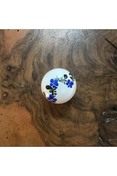 Esal Porcelain Button Handle (blue Ivy Pattern)