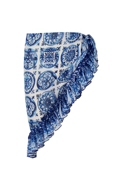 Nur Karaata Lily Bleu Blanc Pareo Skirt